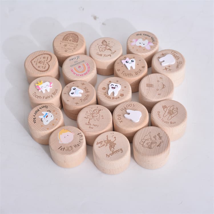 Ready-to-ship cross-border tooth box, tooth storage house, umbilical cord and baby hair keepsake box, wooden children's milk tooth box.