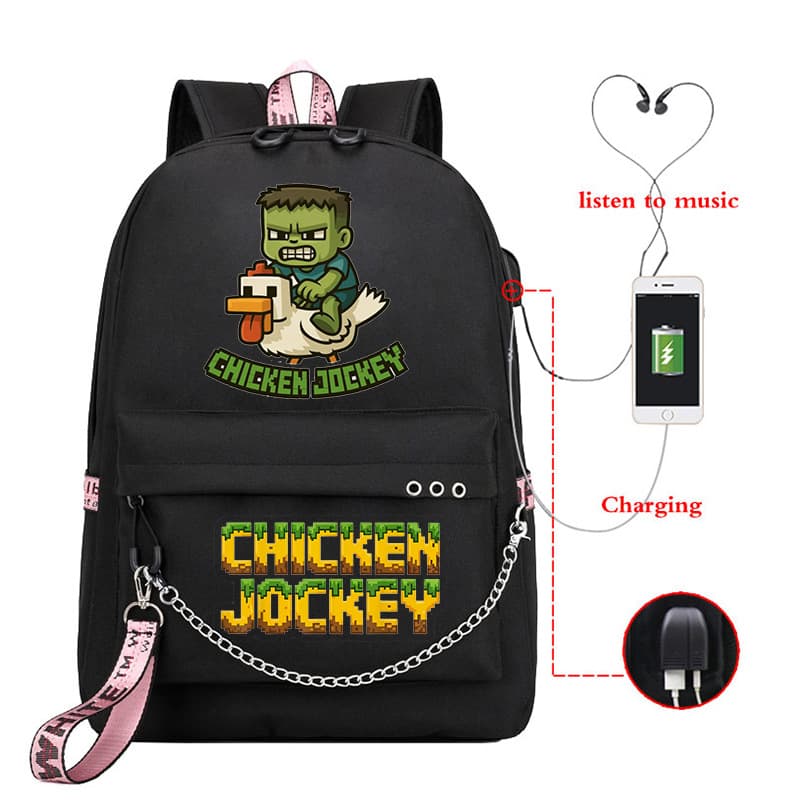 Cross-border Chicken Jockey Campus School Bag Chain Korean Style Ins Style Middle School Student Outdoor Backpack