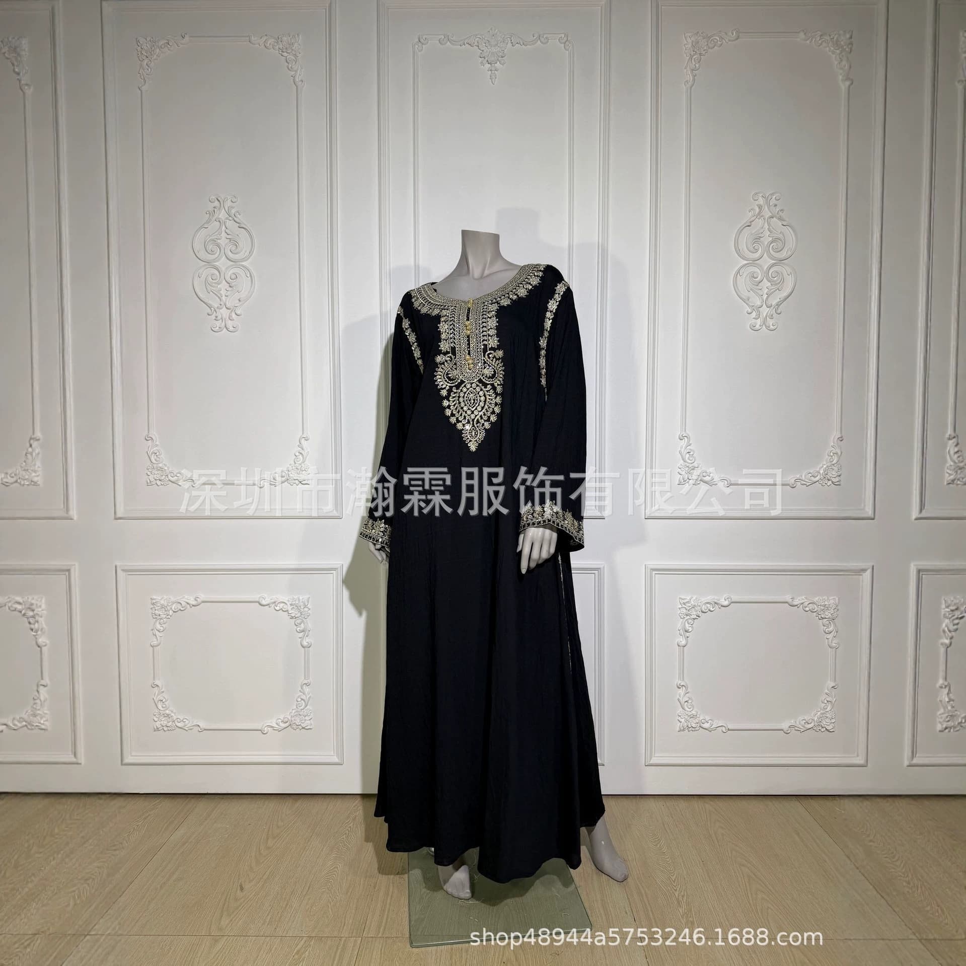 L150 Pre-Sale Amazon Bestseller Wholesale Women's Fashion Patchwork Lace Abaya Robe