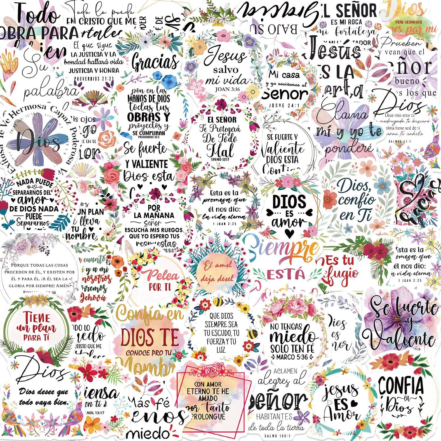 50 Spanish motivational text stickers, handbook materials, mobile phone cases, notebook water cups, decorative waterproof stickers