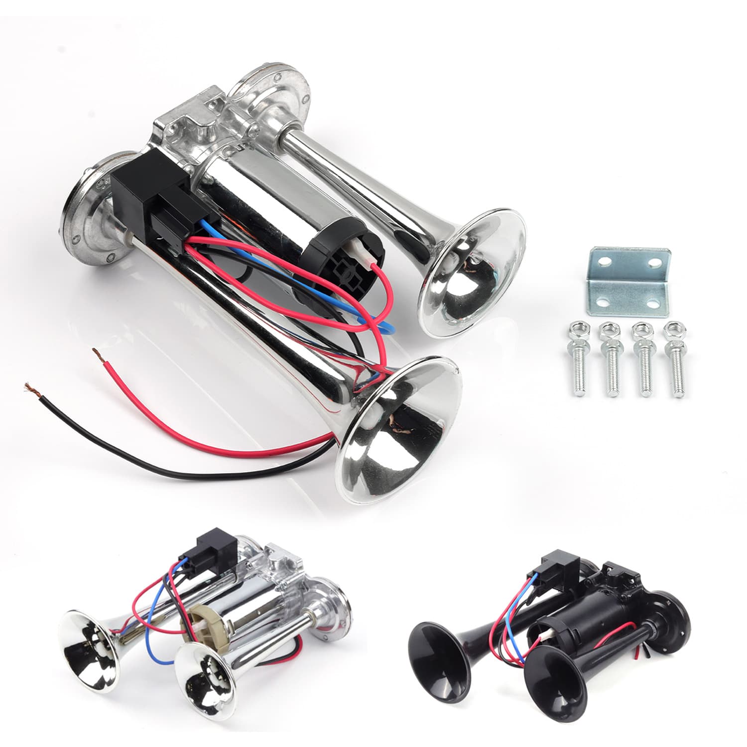 Car Horn 12V24V Dual-Tube Air Pump Integrated Horn Universal for Cars and Motorcycles Integrated Air Horn