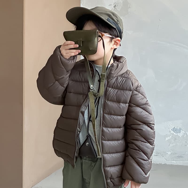 2025 New Fashionable Solid Color Children's Cotton-padded Jacket for Foreign Trade Children with Stand Collar