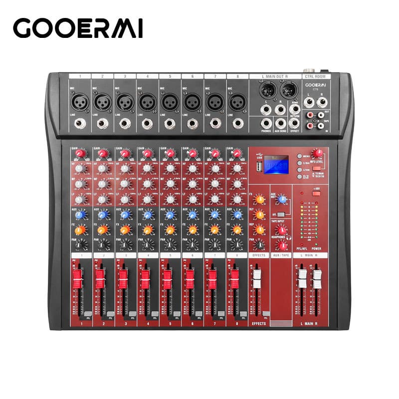 Ct8 Professional Audio Mixer DJ Console Mixer for Stage Band Performance Conference USB with Bluetooth Monitoring