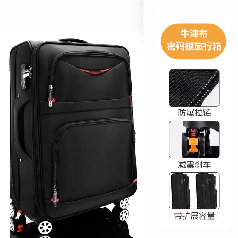 Waterproof Oxford Cloth Suitcase for Men, 20-Inch Trolley Case for Women, Large Capacity Carry-On Suitcase for International Travel, Canvas Suitcase 24inch