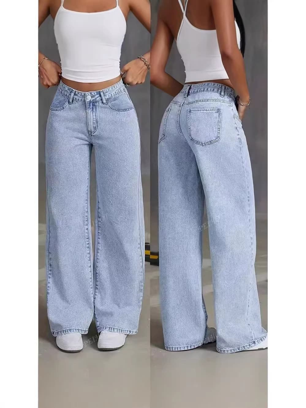 Cross-border Trade European and American Style Fashion Jeans for Women, American High-Street Straight-Leg Loose Fit Versatile Factory Direct Drop Shipping