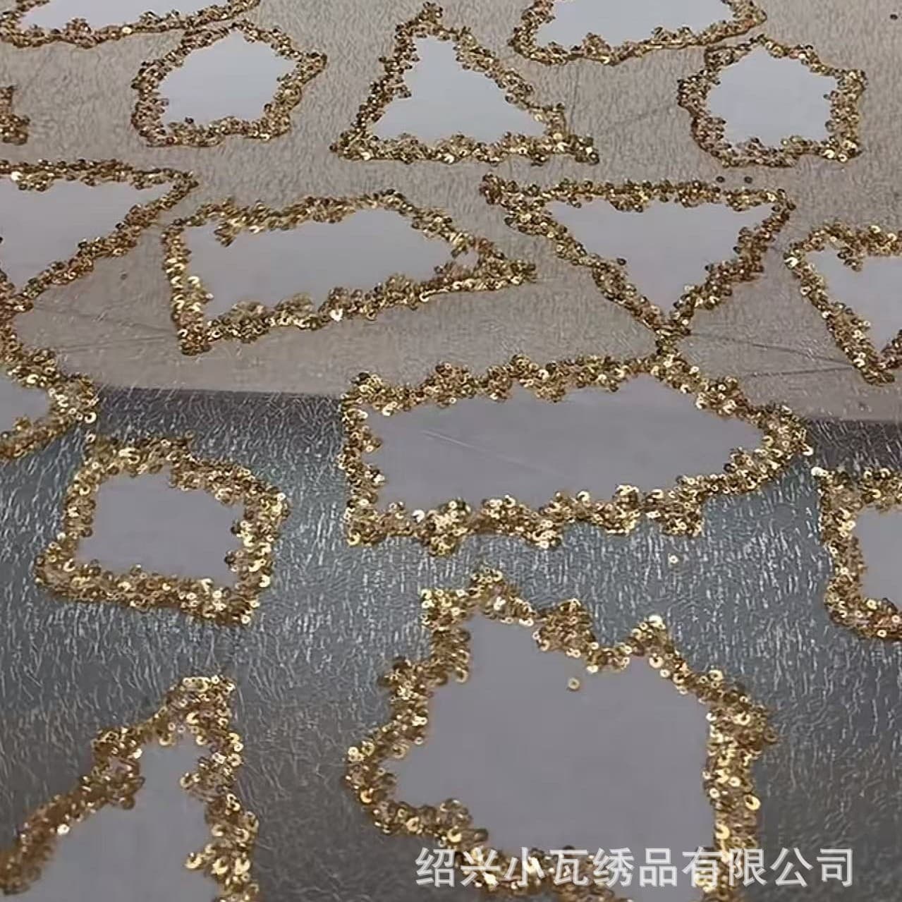 Factory-Developed High-End Sequin Edge Embroidery Patch Fabric for Sewing Clothes, Dresses, Bags, and Accessories