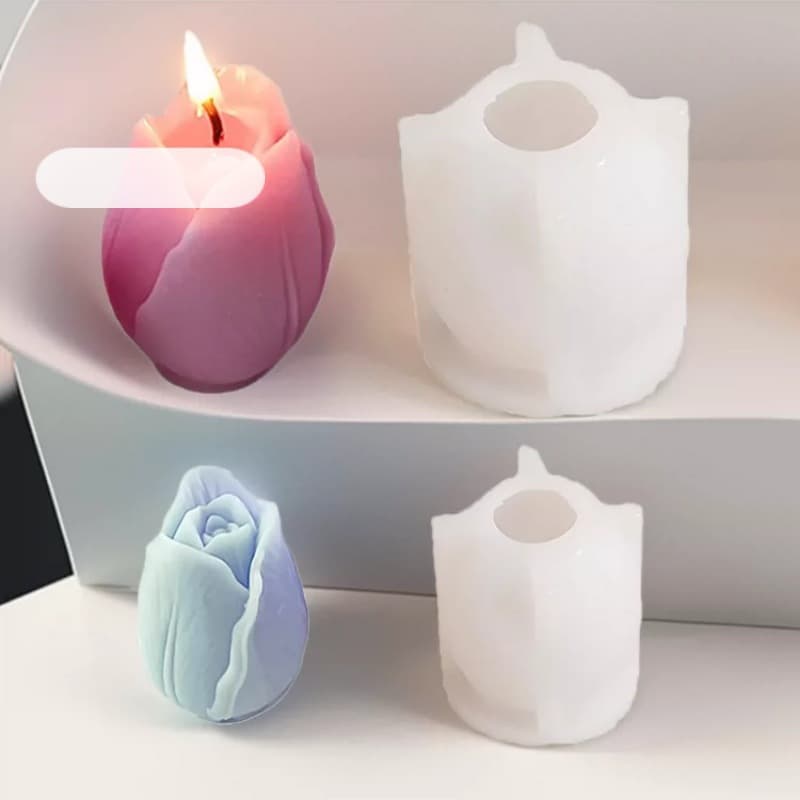 Large and Small Tulip Aromatherapy Candle Liquid Silicone Mold for Handmade Soap DIY Flower Scented Stone Cake Mold
