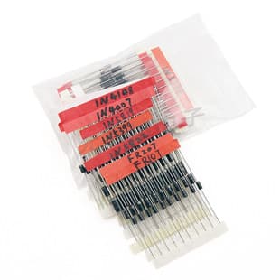 100pcs 8 Specifications 1N4148 1N4007 FR107 1N5408 1N5822 Through-Hole Diode Kit