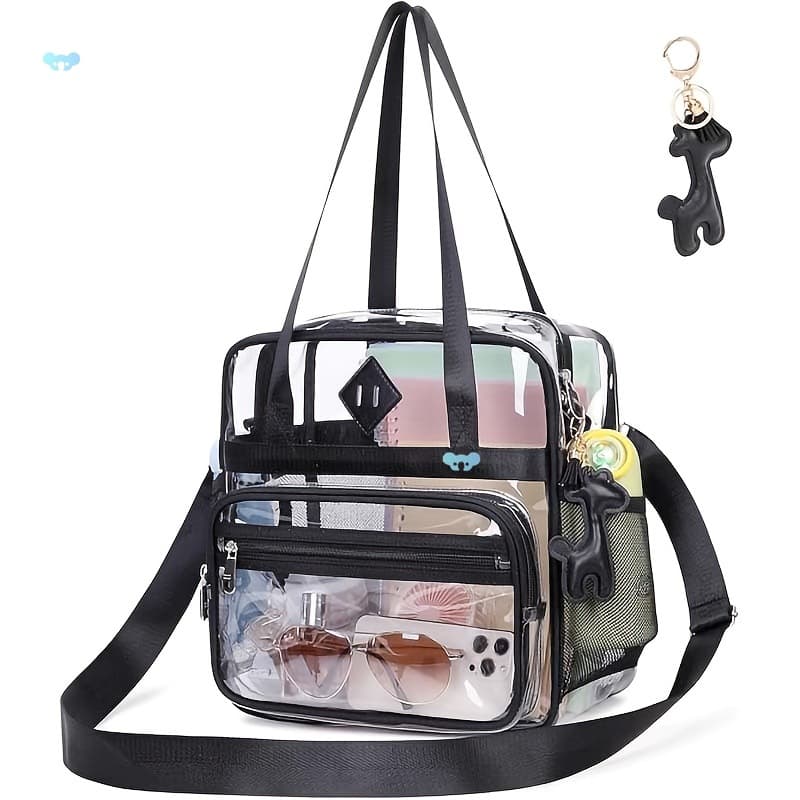 Stylish Transparent PVC Tote Bag with Detachable Shoulder