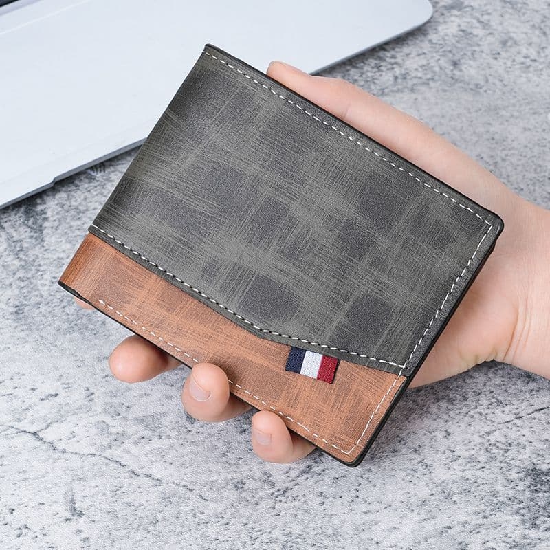 New spliced hinge men's wallet short style handsome two-in-one matte multi-card slot large capacity men's wallet multi-layer