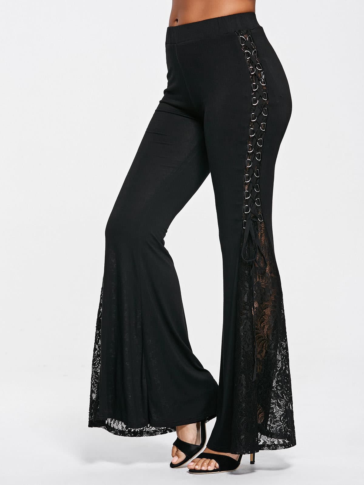 ebay Amazon wish hot sale new punk style lace large leg trousers 9331#