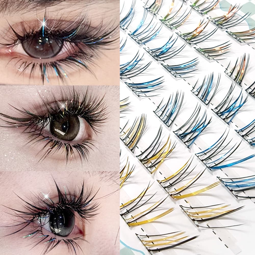 No-Glue No-Removal Three-Color Lashes Laser Dip-Dye Gradient Color Daily Stage Music Festival Performance Lashes