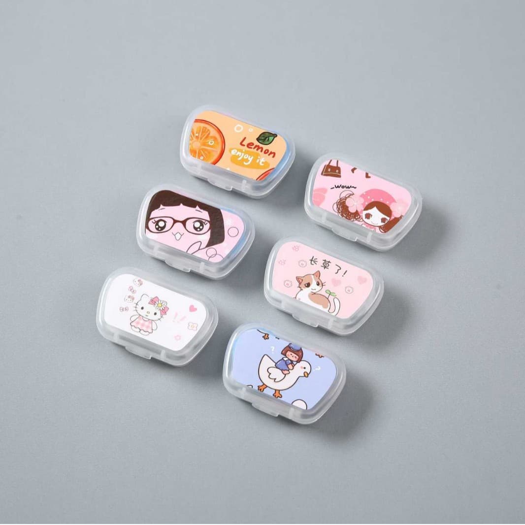 Cartoon Contact Lens Case Portable Companion Box Cosmetic Lens Care Case Double Lens Case PP Case with Mirror
