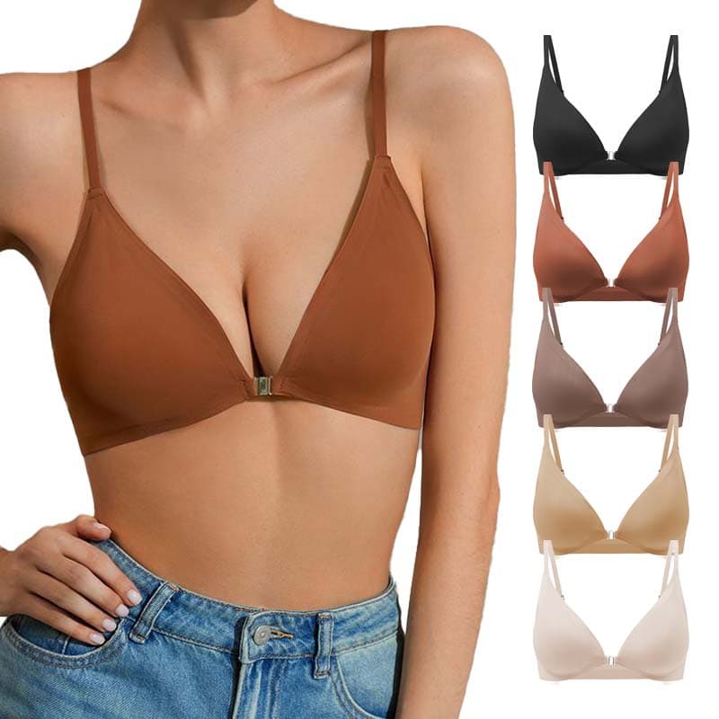 Cross-Border Front Closure Bra Women Seamless Sexy Plus Size Thin Push-Up Adjustable Backless Bra