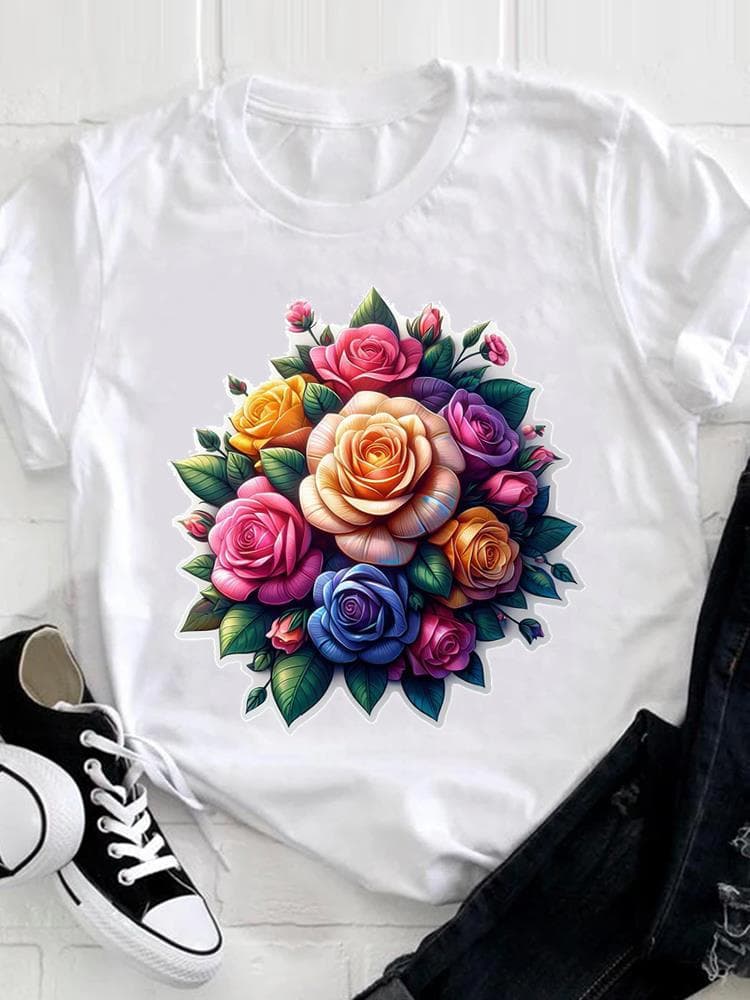 Summer European and American Cross-border Wholesale Women's T-shirt Round Neck Casual Plus Size Loose Short Sleeve T-shirt Women's Top