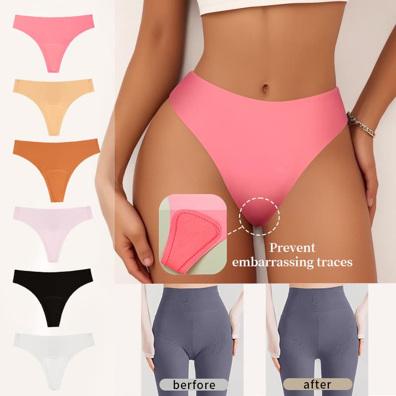 Cross-border Amazon Ice Silk Seamless Anti-Embarrassment Panties, Sports Yoga Cotton Pad, No Visible V-Line, Women's Underwear