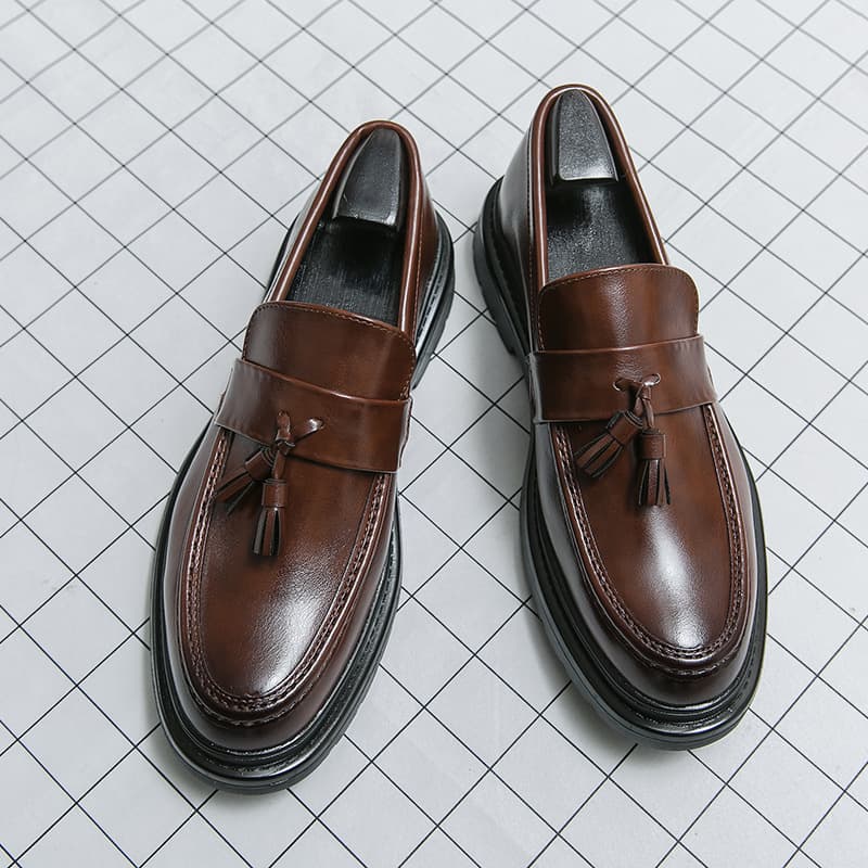 Tassel Leather Shoes 2026 Autumn New Slip-On Men's Shoes Size 46, AliExpress Business Formal Casual Shoes Large Size Men's Shoes