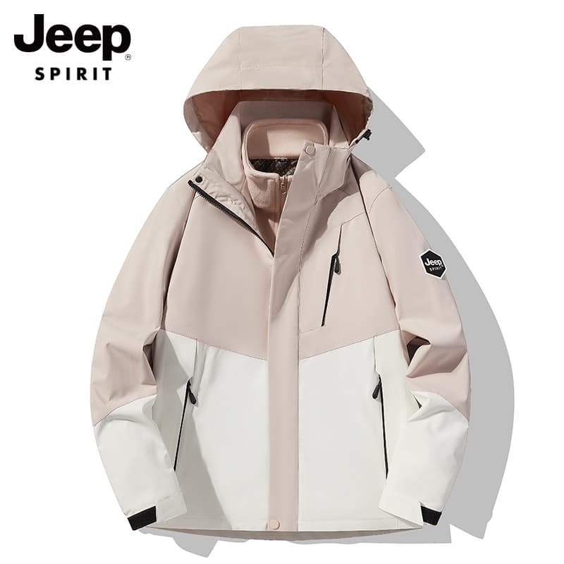 2024 New Couple Fashion Warm Fleece Inner Layer Two-Piece Windbreaker Jacket