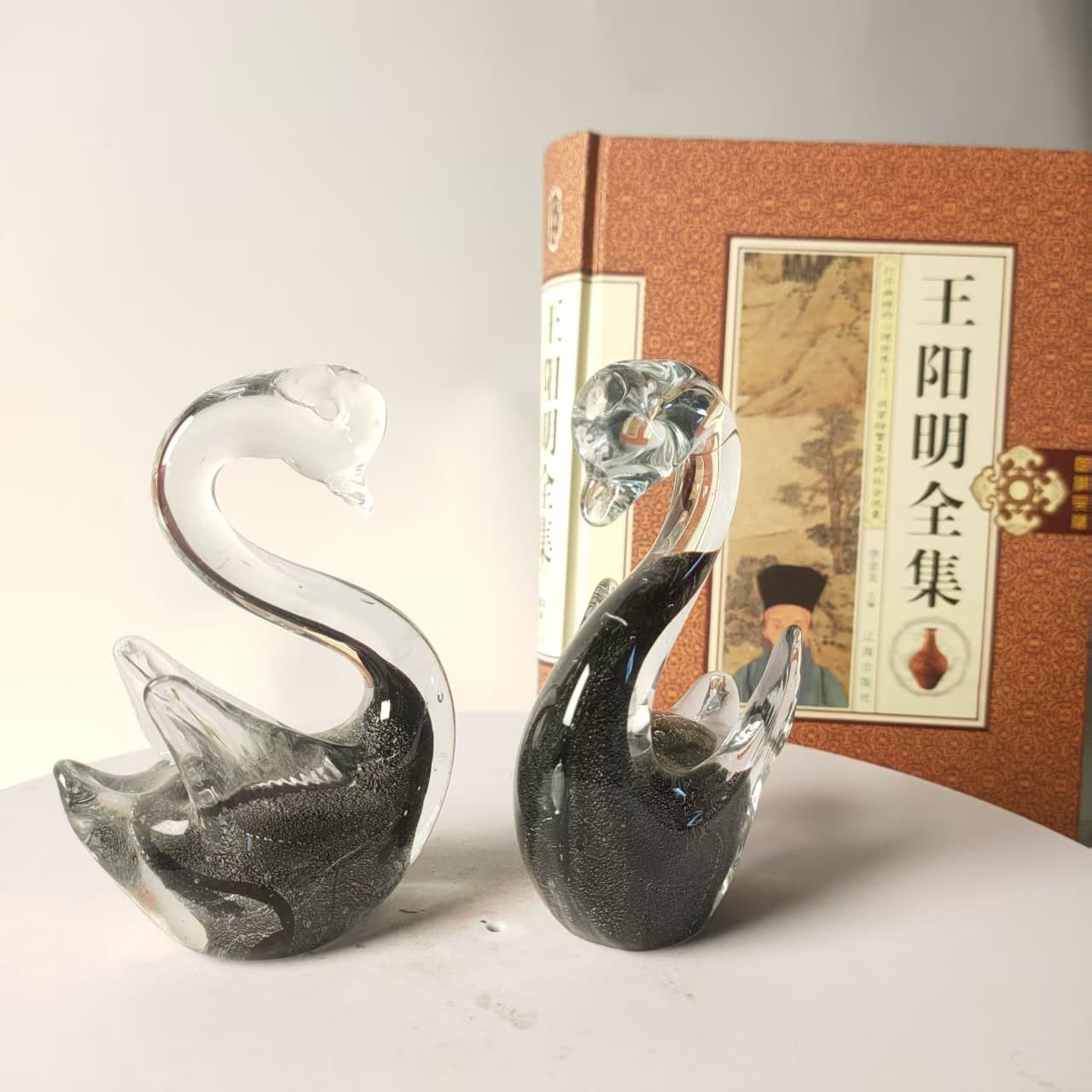 Zibo Glazed Black Swan Figurine Simulation Animal Craft Decoration Office Living Room Swan Ornament