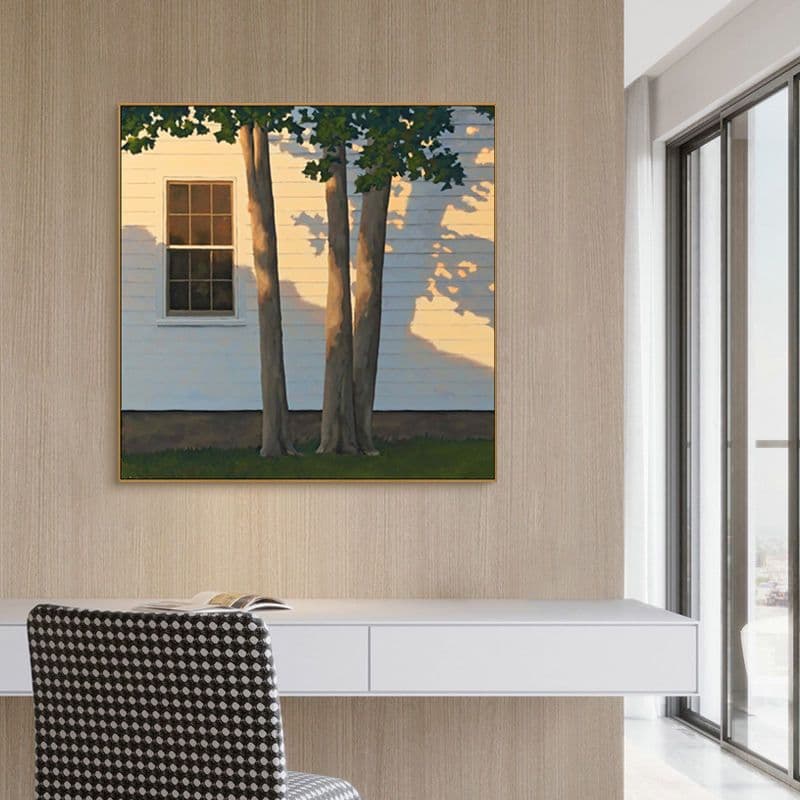 Modern Nordic Style Decorative Painting Square Minimalist Wall Art for Bedroom Headboard, B&B Decorative Landscape Painting