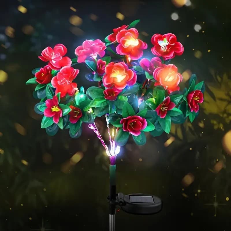 Outdoor Garden Decorative LED Ground Insert Light Azalea Flower Light Solar Azalea Solar Garden Light