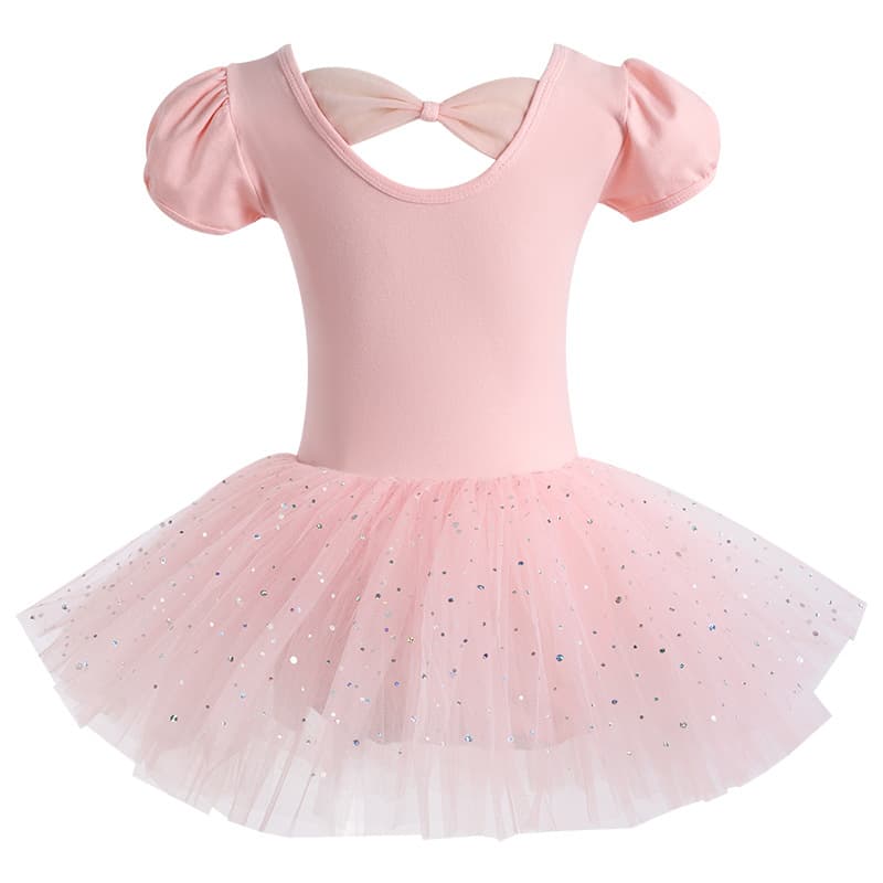 Children's Dancewear Short Sleeve Leotard for Girls Spring Summer Chinese Dance Ballet Dress