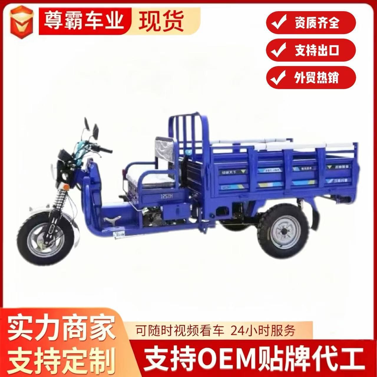 Cross-Border African Fuel-Powered Cargo Tricycle with Water-Cooled Gasoline Engine, Self-Unloading, Water-Cooled Central Axle, Heavy-Duty Load Carrier