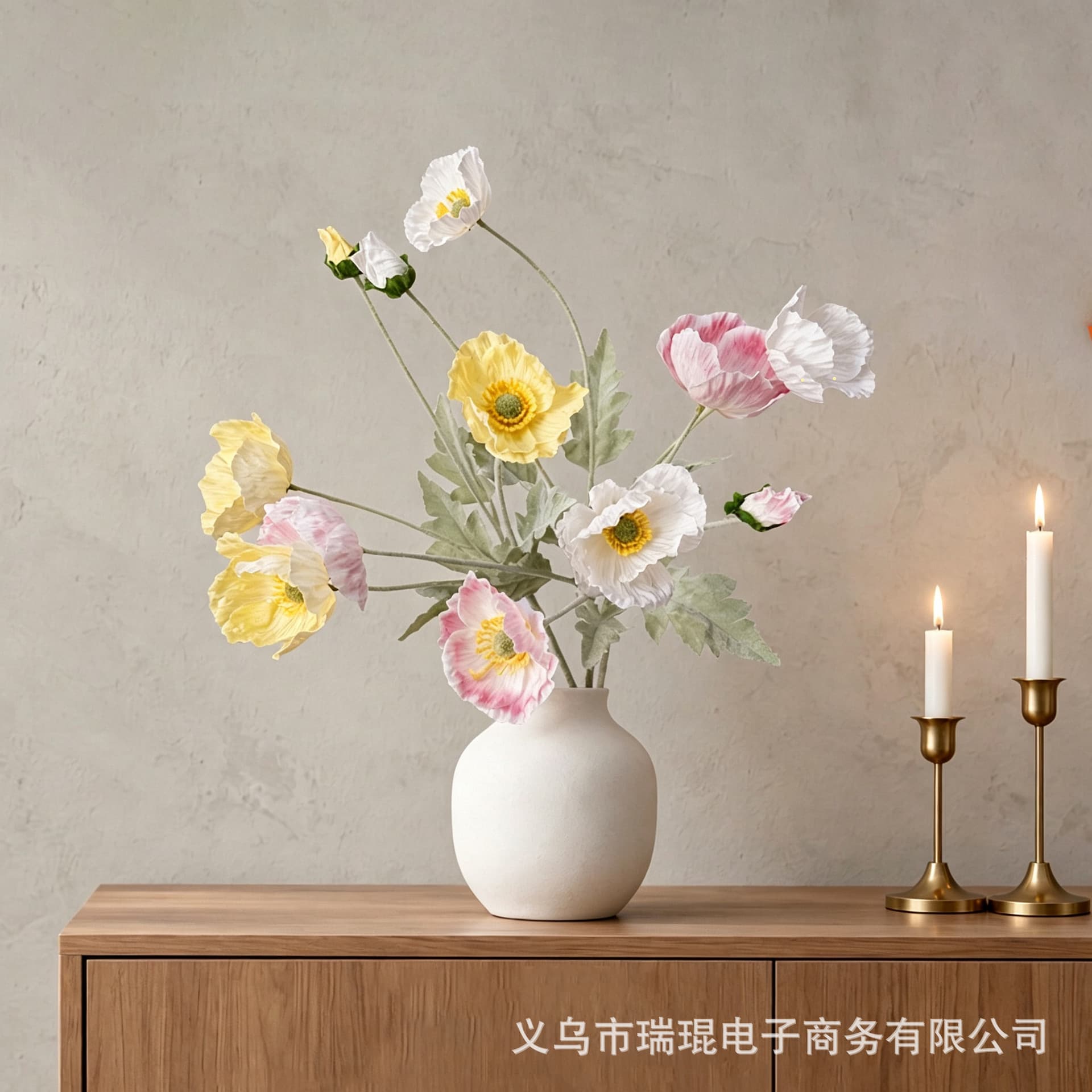 High-quality poppy poppy artificial flower feel moisturizing poppy flower soft decoration flower arrangement wedding hall decoration flower home decoration