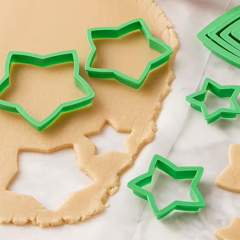 Baking Household Plastic Cookie Mold Cross-border Five-pointed Star Embossed Biscuit Mold Food Grade New Year Cute Christmas Cutter
