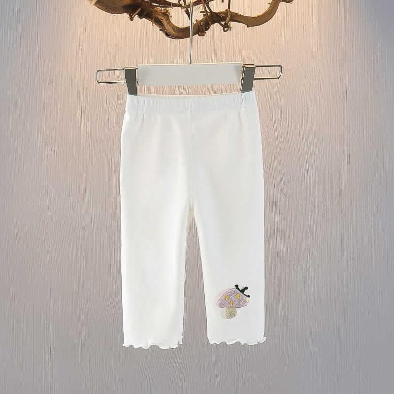 Girls' Capri Leggings Summer Thin Style Casual Baby Cotton Mosquito-Proof Pants White Toddler Pants