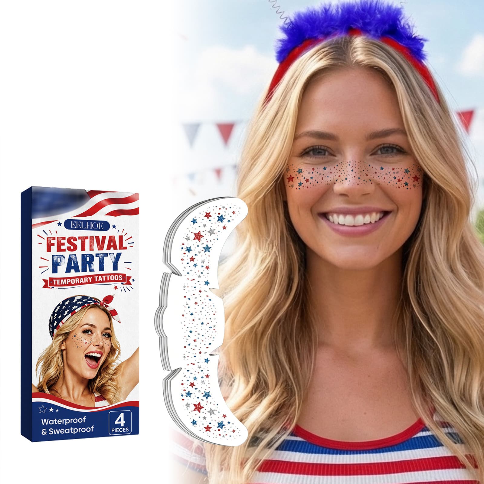 EELHOE Festival Tattoo Stickers Temporary Party Face Makeup Gentle Skin-Friendly Tattoo Stickers