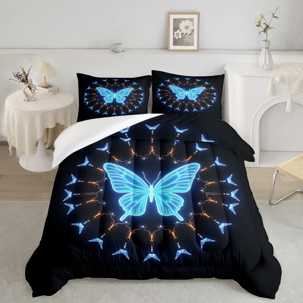 Digital Print Butterfly Bedding Set Skin-Friendly Breathable Source Factory Accepts TEMU/JIT Cross-Border Orders