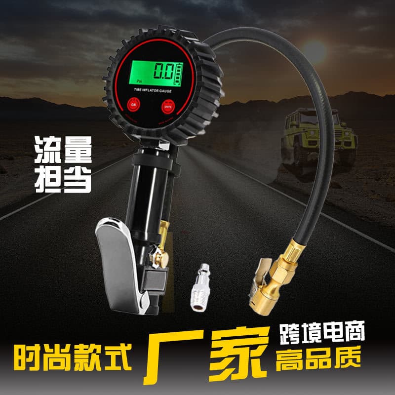 Deflatable Digital Pressure Gauge Long Rubber Hose Tire Pressure Gun Accuracy 1% Digital Tire Pressure Gauge