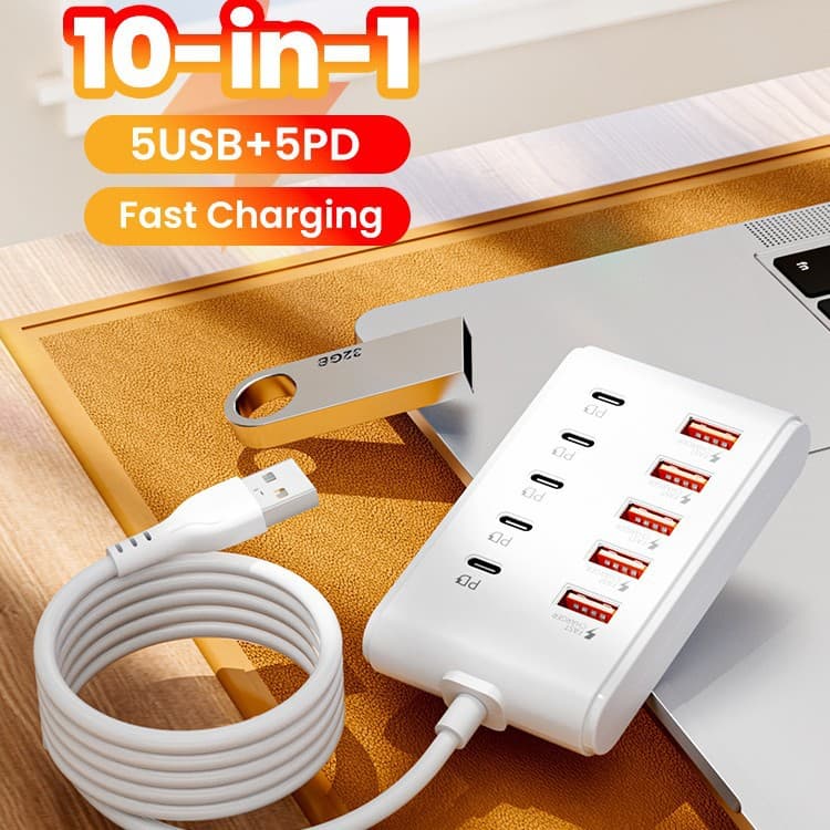 Cross-border Type-C Multi-port Hub 10-in-1 USB Adapter Splitter