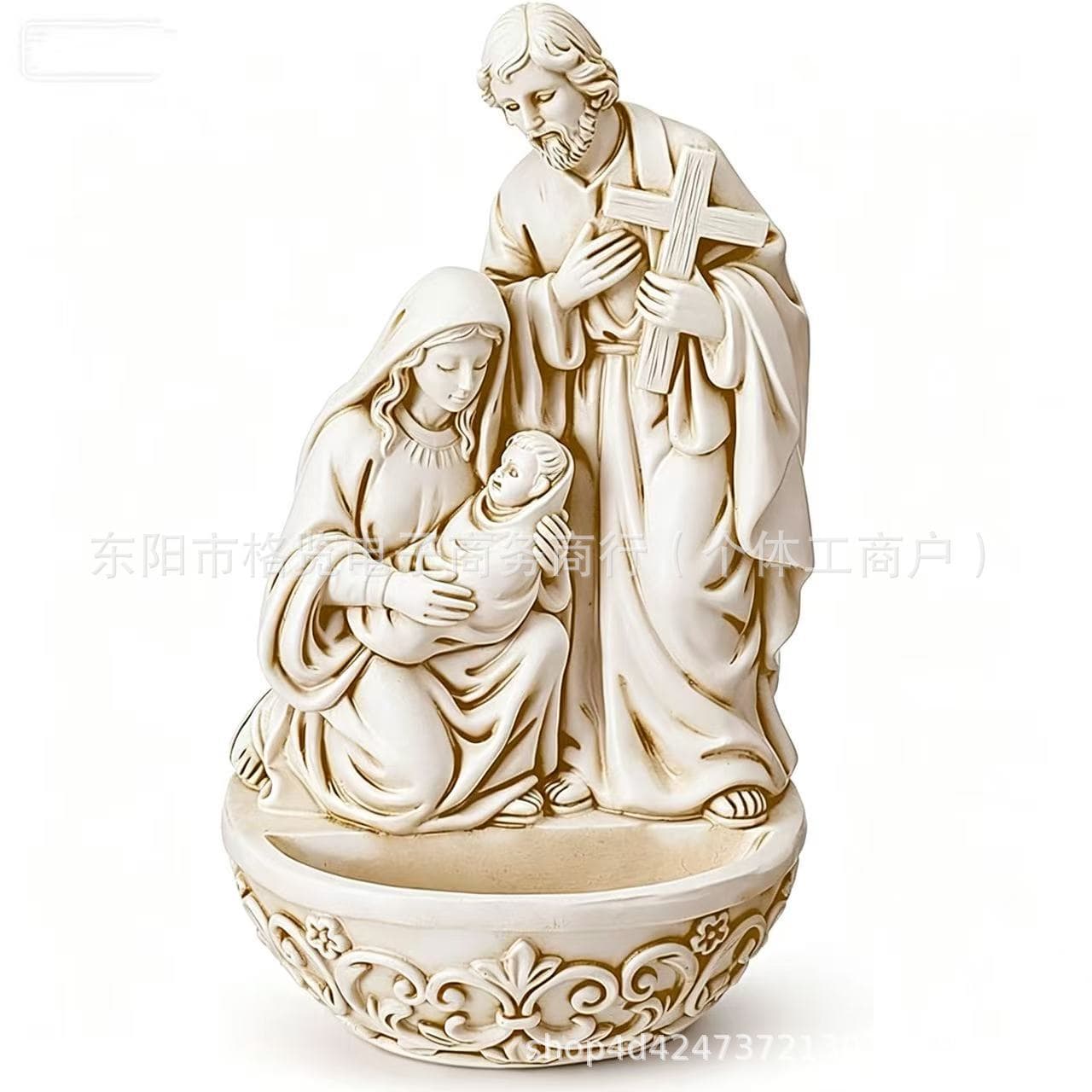 Cross-border Holy Water Font Resin Family Resin Statue Desktop Ornament