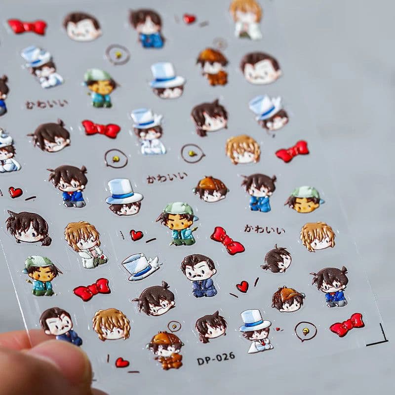 Detective Conan Shinichi Nail Stickers Wholesale Cartoon Embossed Nail Stickers Waterproof iPad Phone Stickers