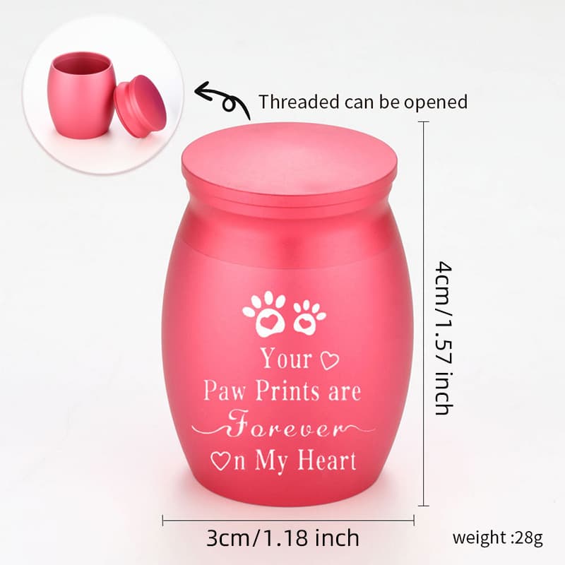 Pet hair and ashes metal memorial sealed waterproof engraved name 40*30mm aluminum candle cup incense burner.
