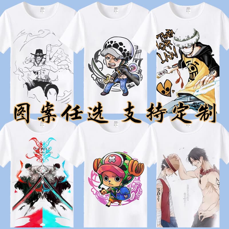 One Piece Anime Men's Clothing Luffy Gear 5 Zoro Cartoon Print Short Sleeve T-Shirt