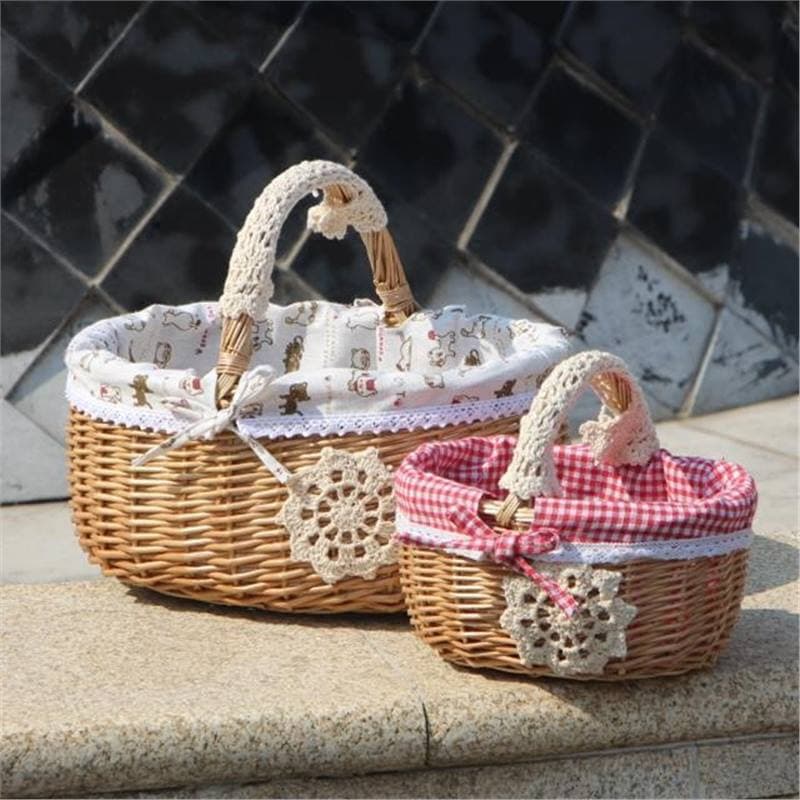 Woven Rattan Storage Basket, Handled Picnic Basket, Fruit Basket, Flower Basket, Shopping Basket, Rattan Storage Basket, Fruit Basket