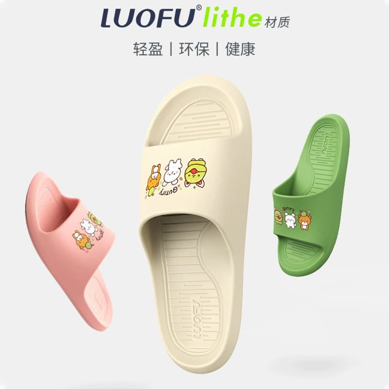 LUOFU Luo Fu Women's Slippers Home Indoor Household Use Cute Cartoon Sandals Non-Slip Bath Shower Outdoor Sandals