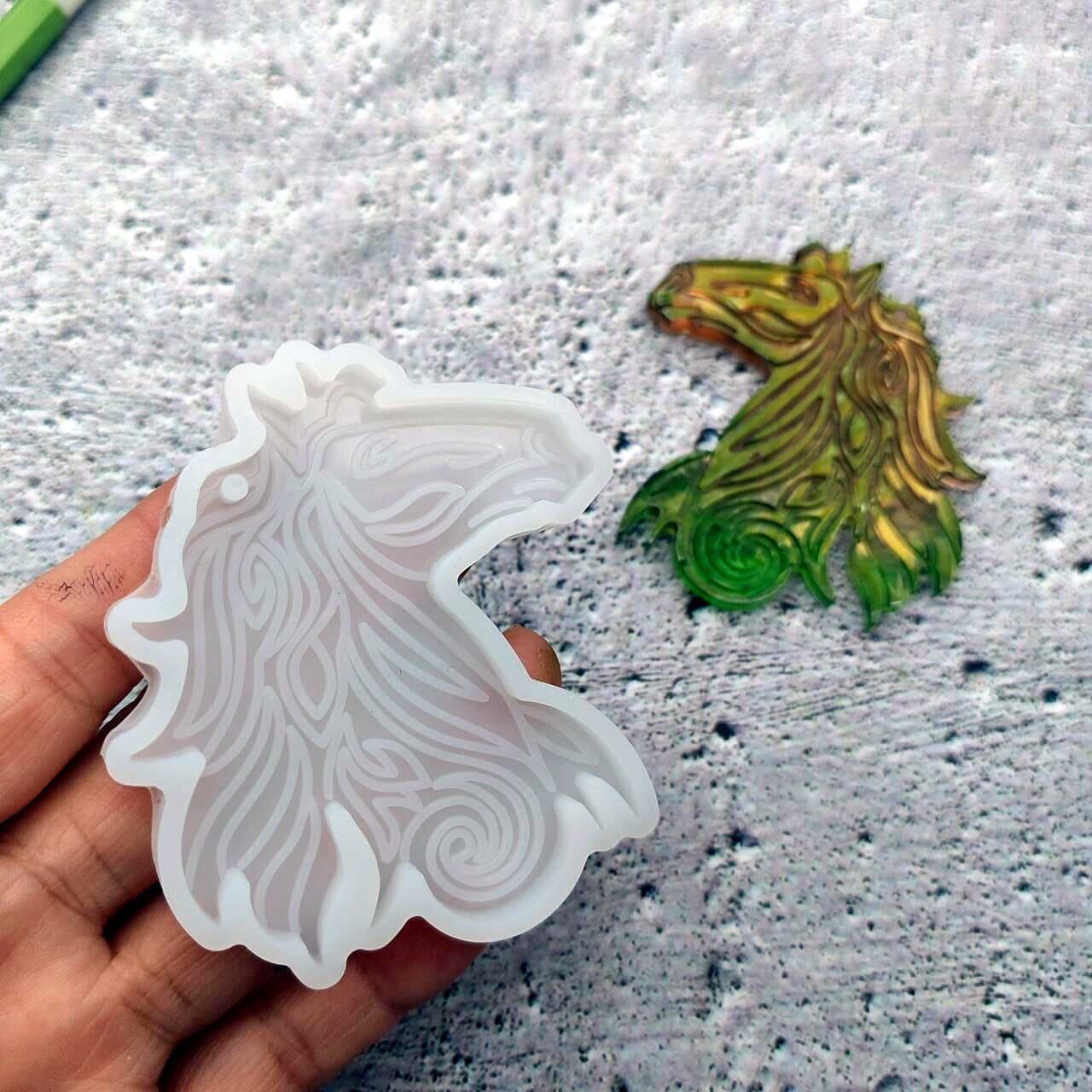 New Pony Keychain Glue Mold Horse Keychain Decorative Crystal Glue Mirror Resin Silicone Mold