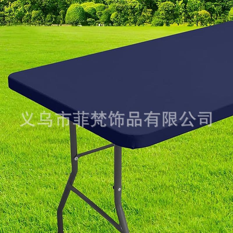 Polyester Rectangular Tablecloth, Elastic Fitted Table Cover for Picnic, Camping, Outdoor Washable Table