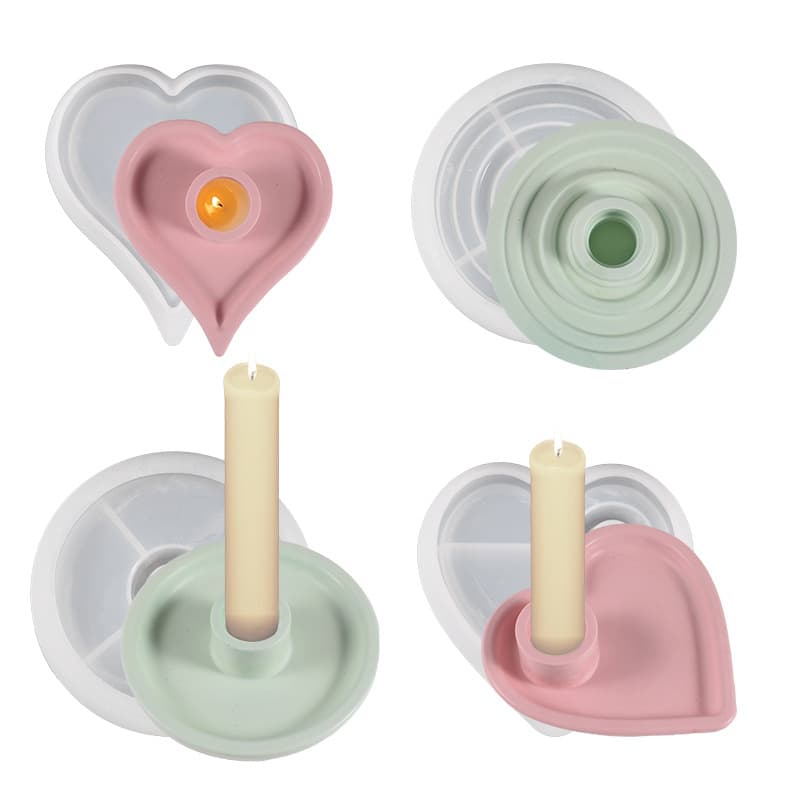 Cross-border DIY Crystal Resin Love Candle Holder Silicone Mold Round Socket Plaster Candle Mold Wholesale