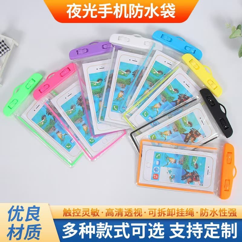 Outdoor Waterproof Phone Pouch, Glow-in-the-Dark PVC Transparent Sealed Diving Case, Floating, Touchscreen-Compatible Swimming Gear Phone Cover