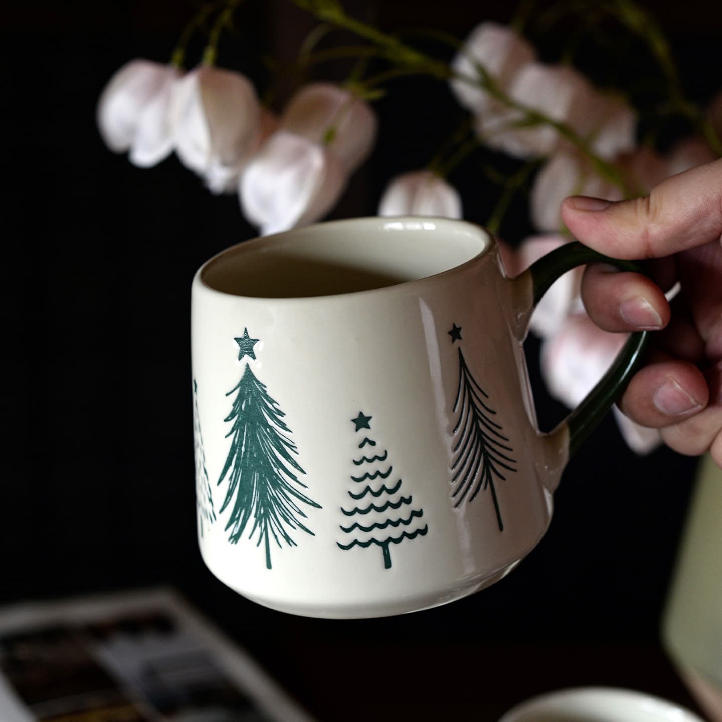 [Christmas Tree Ceramic Mug] Home Office Coffee Cup Milk Cup Pine Tree Cup Breakfast Water Cup