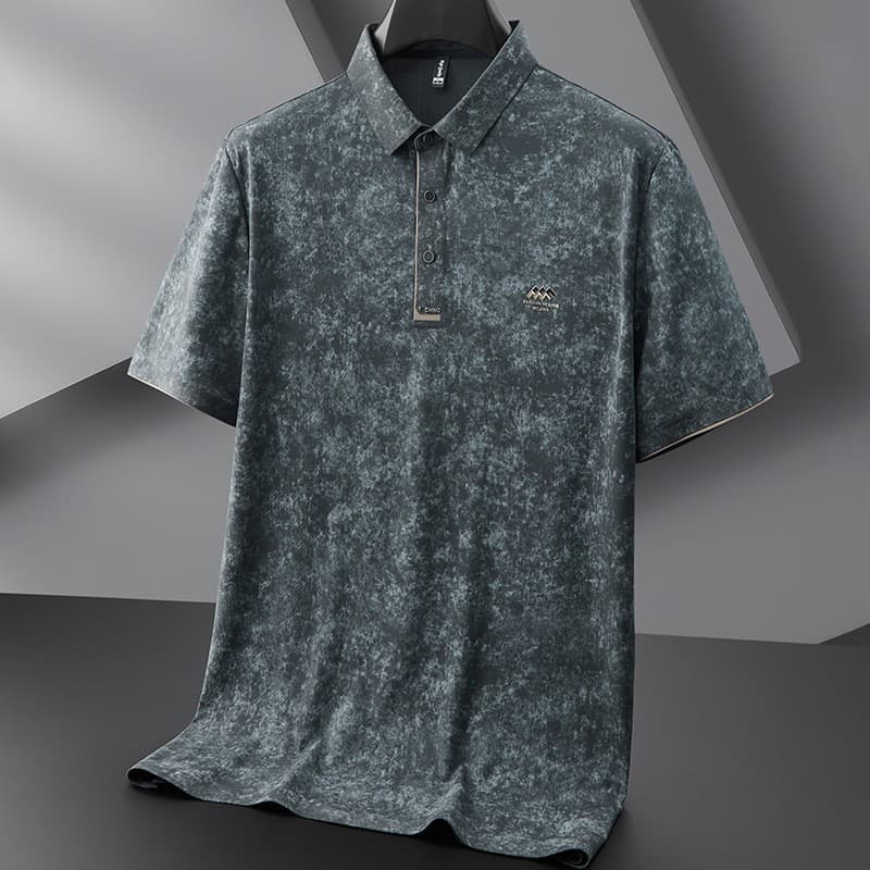Fat Brother 2025 Dad Loose Fit Large Size Summer Ice Silk Short Sleeve Polo Shirt for Men Plus Size Full Print Anti-Wrinkle