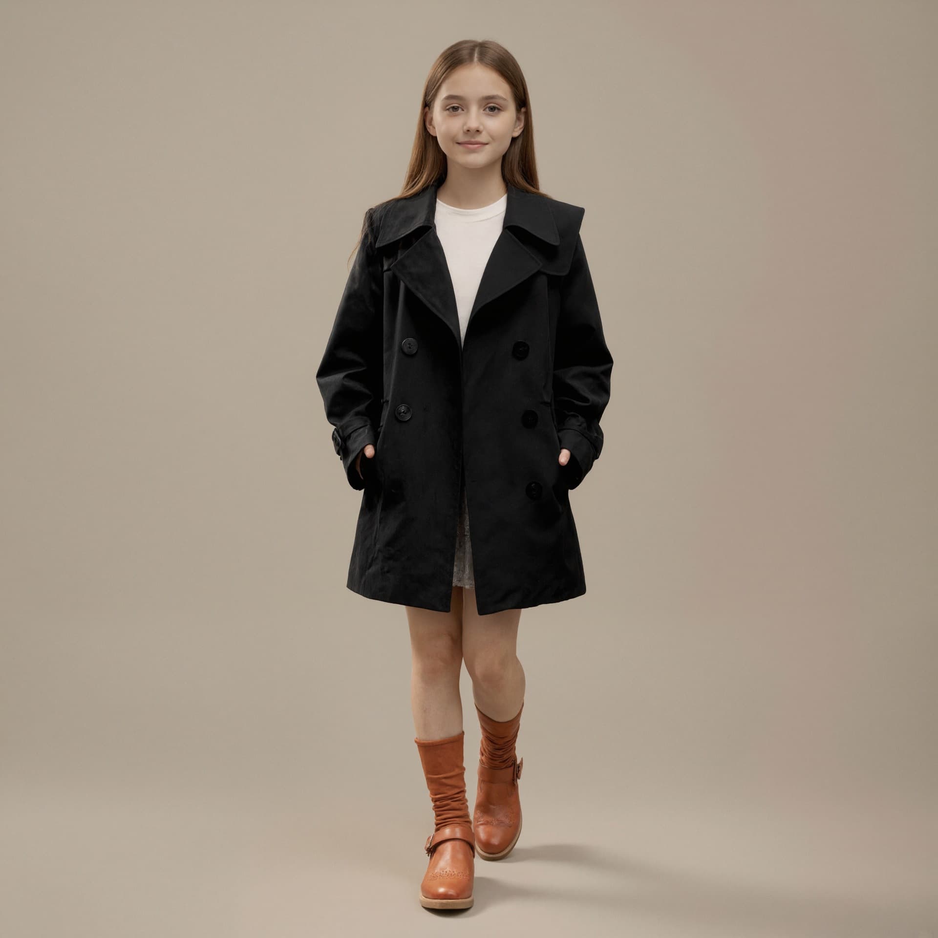 Girls' Spring and Autumn Jackets Collection Eight Seasons New Children's Hooded Windbreaker Tops Mid-Length Little Girls Autumn Fashion Trend