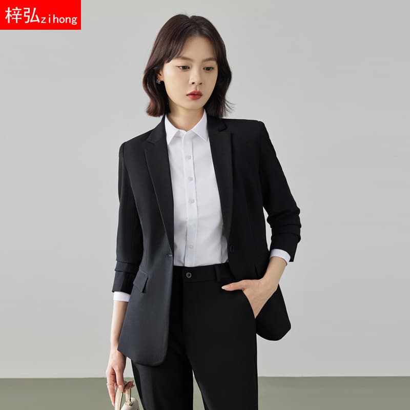 Black Blazer Women's Premium 2025 New Formal Wear Interview Work Suit Professional Set