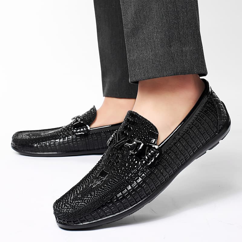 Foreign Trade Large Size 47 Top Grain Leather Loafers Men European Station British Style Casual Hairstylist Cross-Border Slip-On Work Shoes
