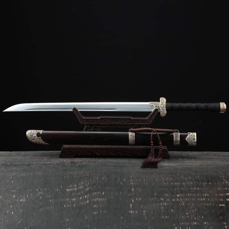 Longquan Hua Ying Sword Craft Collection Ebony Handmade Sword Sword Integrated Tang Horizontal Knife Straight Knife Uncut Blade